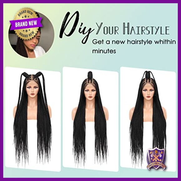 36 Inch Knotless Box Braid Wig HD Lace Front With Baby Hair Synthetic main image 4
